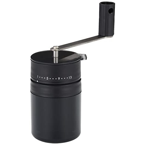 CAPTAIN STAG UW-3540 Portable Coffee Mill with 13 Adjustable Grinding Levels, Black, and Storage Case