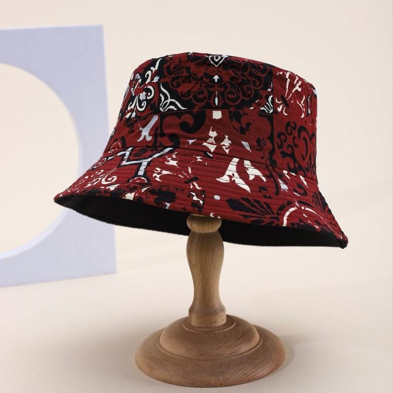Double-Sided Hat Female Bohemian Print Bucket Hat Outdoor Outing Visor Retro Basin Hat Tide