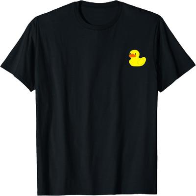 Camiseta Estampada Gráfica de Patito de Goma Amarillo Lindo y Sencillo