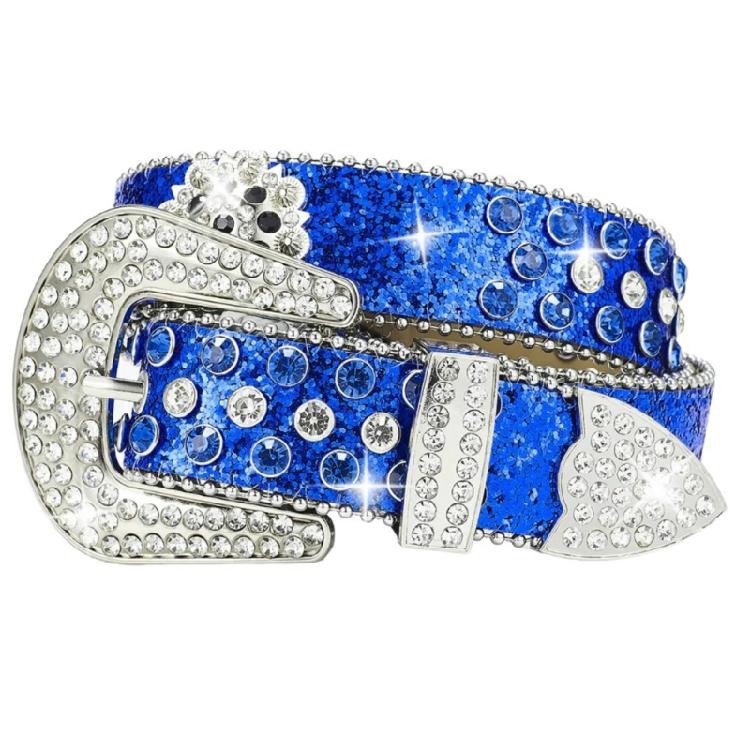 Rhinestones Studded Pin Buckle Belt for Adult Popular Sequined Belt All Matching Western Belt Glittering Belt for Dance