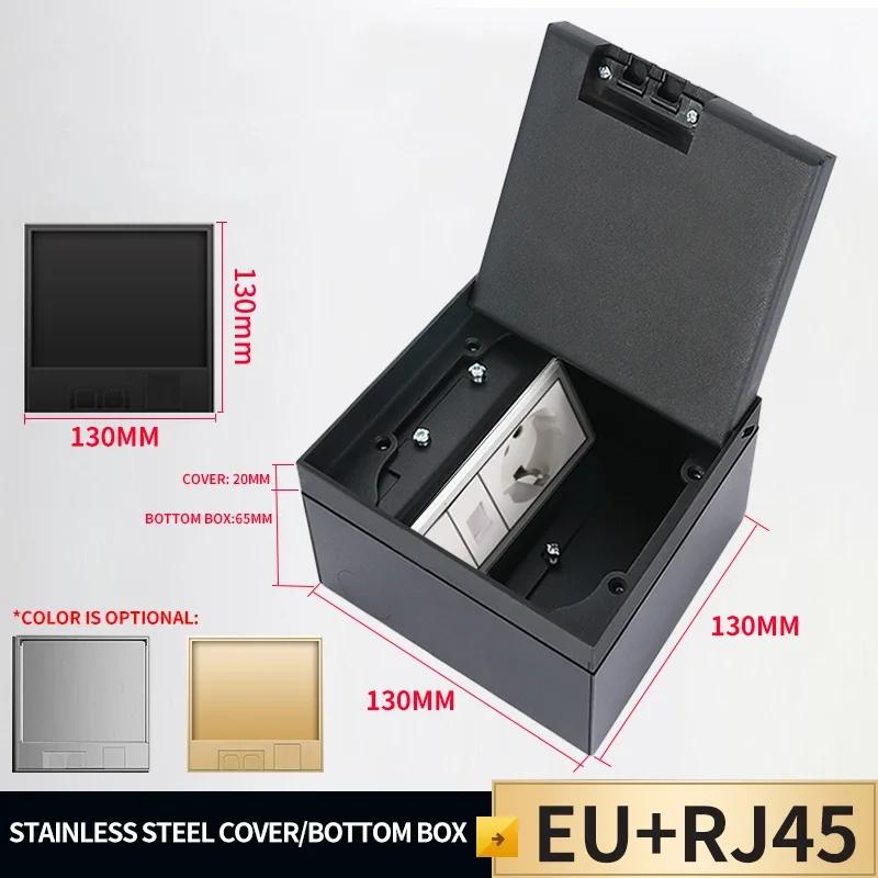 

Floor Box Outlet, Hidden, UK US EU BR FR Standard Power USB HDMI RJ45 Socket, Embedded, Build-in, 130mm x 130mm EU RJ45&250V чорний