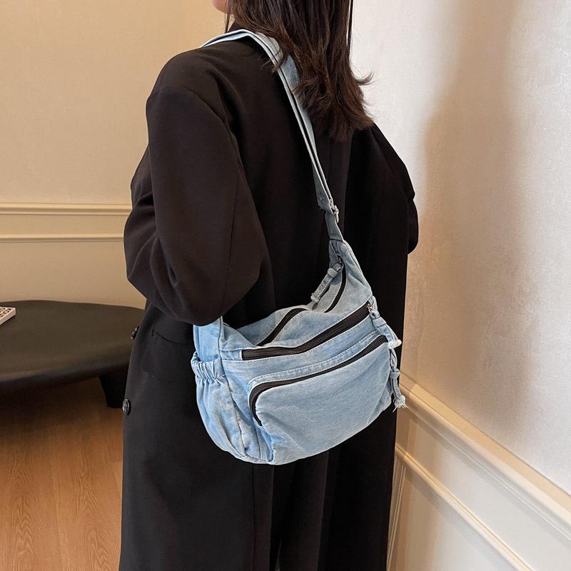 Denim Lazy Wind Retro Shoulder Bag American Women'S Backpacking Mom Bag Middle-Aged Mother-In-Law Atmospheric Crossbody Bag