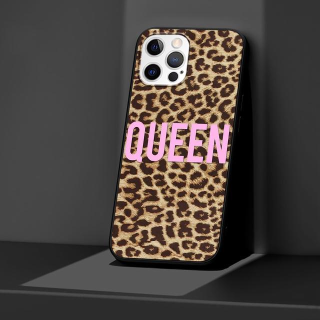 Fodral för Iphone 11 13 12 Mini 14 Pro Max Xr 7 8 +Se 2020 Xs 6 6s Plus 5 5s Svart Silikon Telefonskydd Leopardmönster