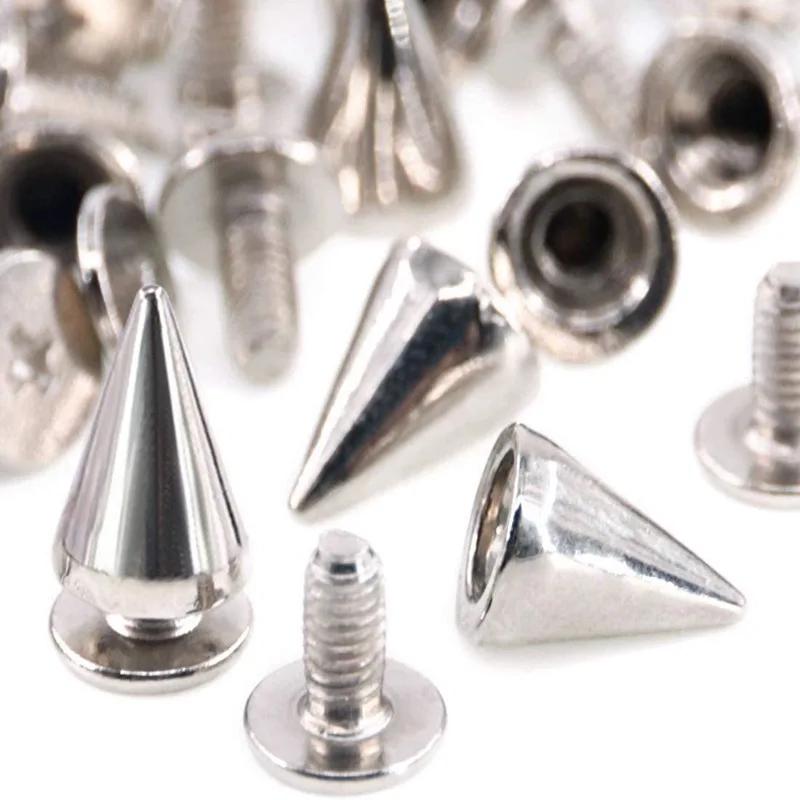 10/100 Stück Punk Metall Nieten Doppelverschluss Silber Nieten Kegel Nieten DIY Taschen Kleidung Nieten Runde Nägel Nieten Bastelbedarf
