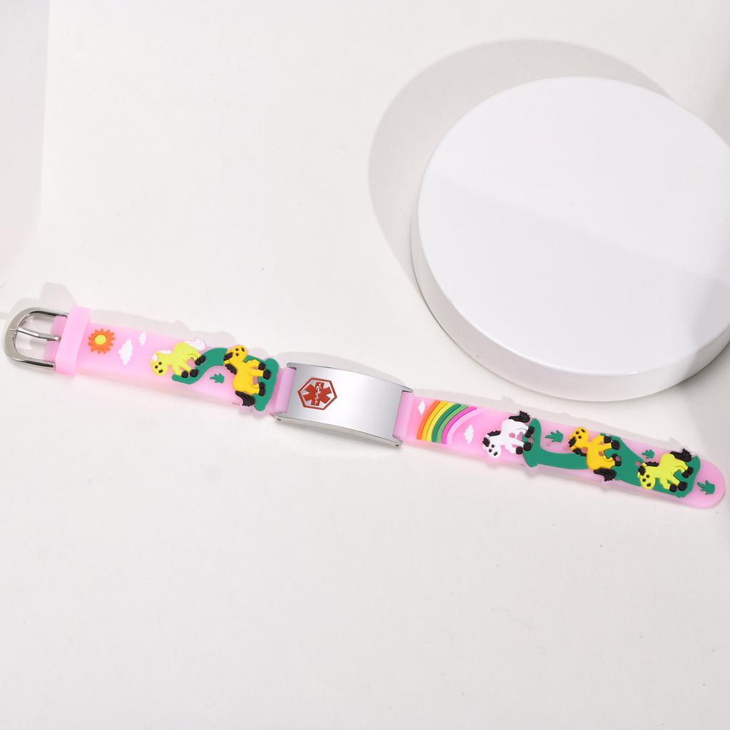 Personalized Bracelet  for Little Boy Girl, Adjustable Silicone ID Wristband with Cute Car Link, Engraving Emergency Jewelry
