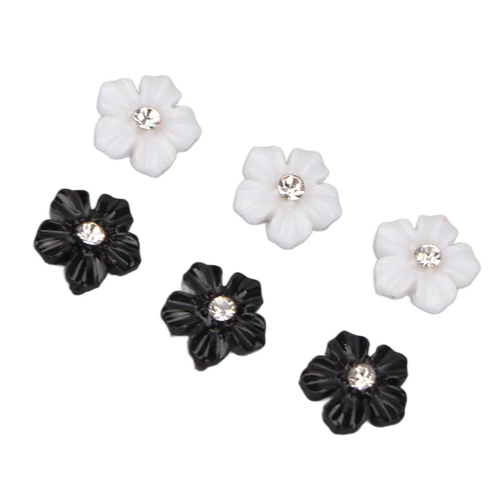 3D Blumen Nagelkunst Dekorationen Schwarz Weiß 5 Blütenblatt Blume Nagel Ornamente für DIY Nageldekoration