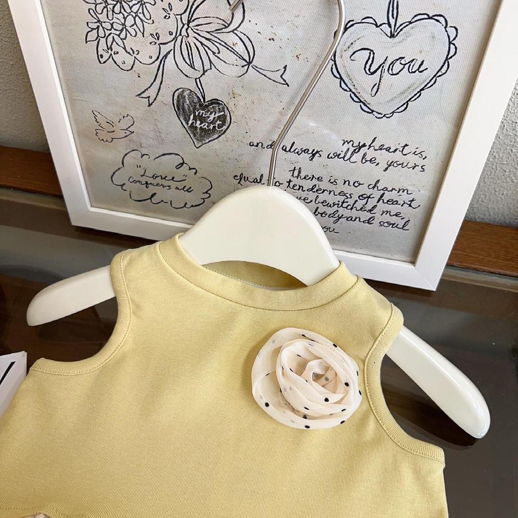 Girls' Summer Princess Style Two-Piece Set: Vest & Flared Pants