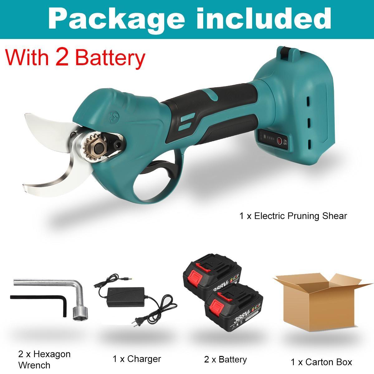 

3000 Вт 388VF Беспроводные электрические ножницы Бесщеточные секаторы для ветвей деревьев секатор садовые инструменты для батареи Makita 2*Battery