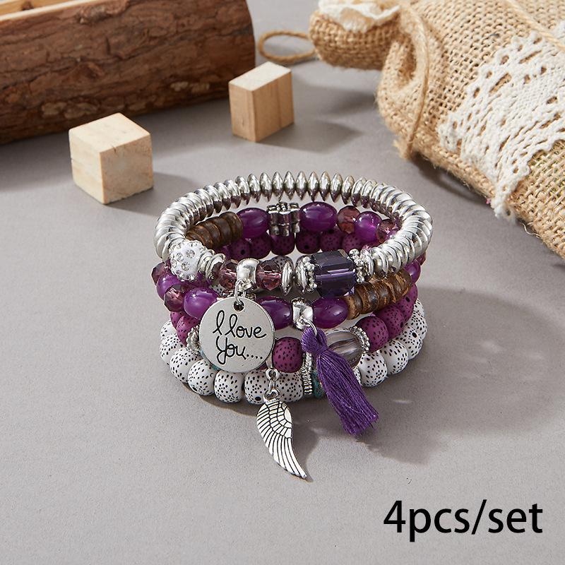 Bohemian Multi-Layer Wooden Beaded Elastic Bracelet