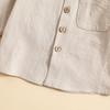 Children’s Spring/Autumn Set: Boys’ Plain-Coloured Cotton-Linen Stand-Up Collar Shirt and Trousers – A Casual and Comfortable Two-Piece Set