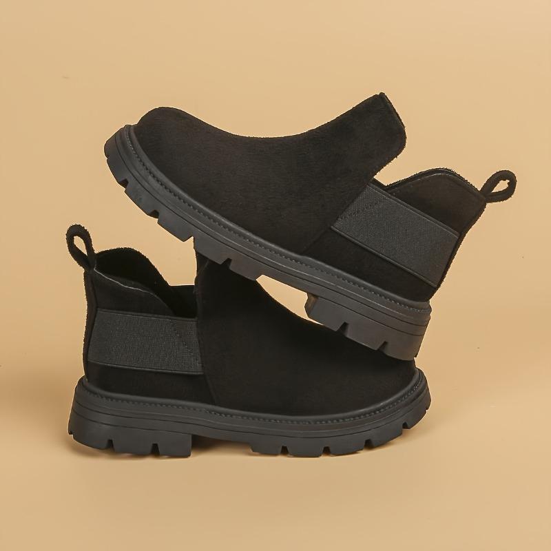 Girls Mid Calf Boots Comfortable Slip on Casual Walking Shoes Lightweight Flat Sole Indoor Outdoor Daily Activities Parties Fall Winter