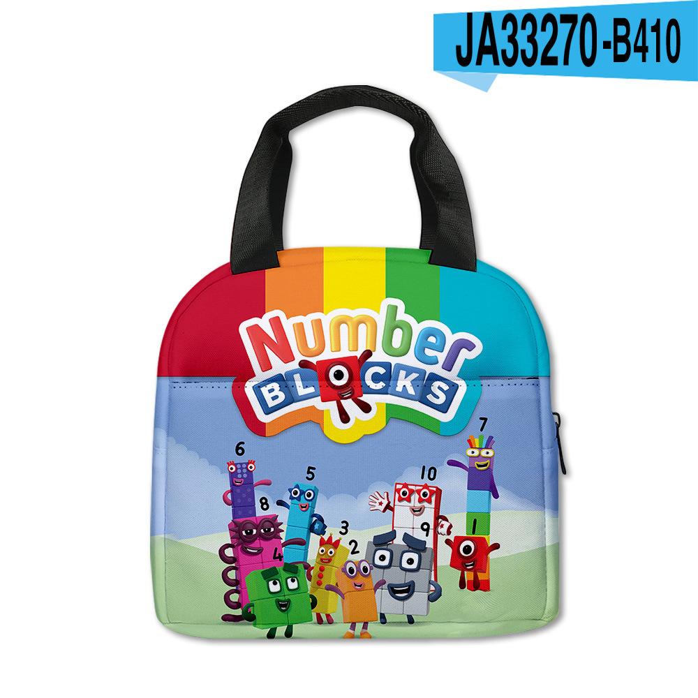 Digital Building Block Numberblocks Lunch Bag Elementary School Student Carry Ice Bag Children'S Meal Bag With Meal Bag