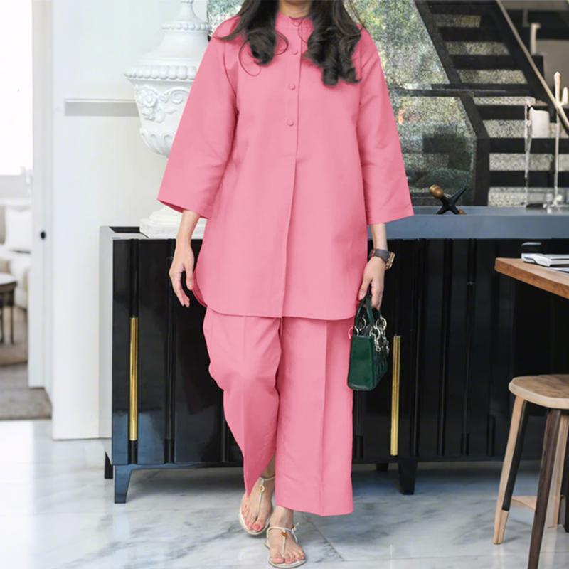 

ZANZEA Women 3/4 Sleeve Long Blouse and Pants Casual Two Piece Suit Sets XL