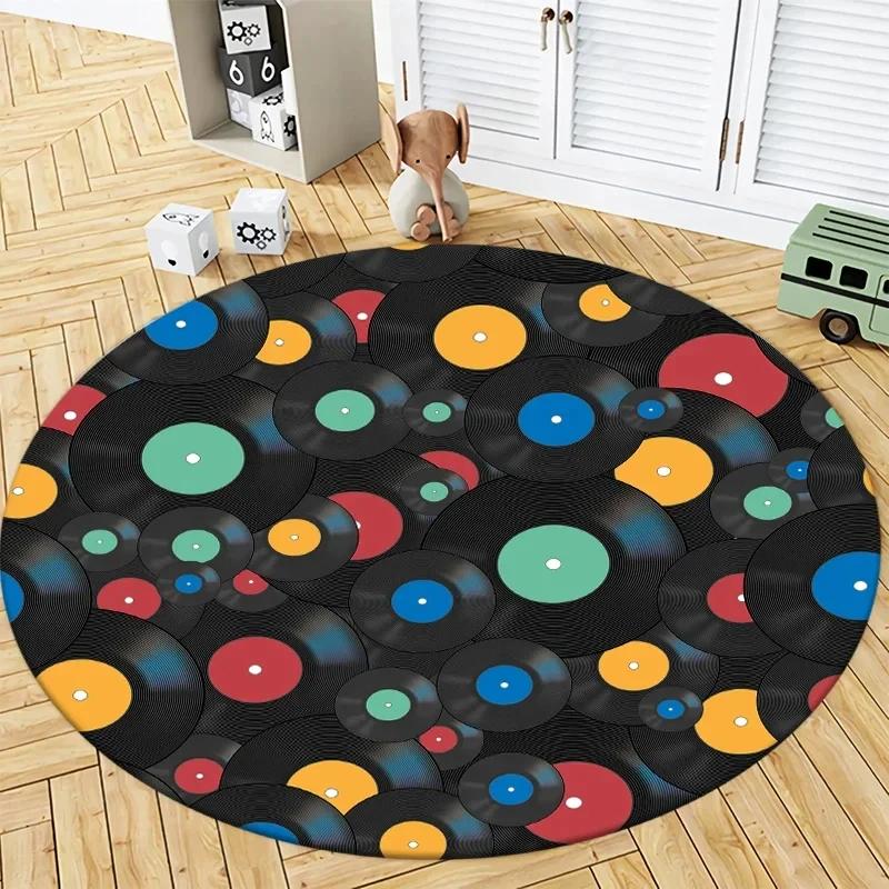 Music Studio Round Carpet Drum Set Bedroom Door Mats Rock Hip Hop Musical Living Room Decoration Gift Area Rug Home Floor Mat