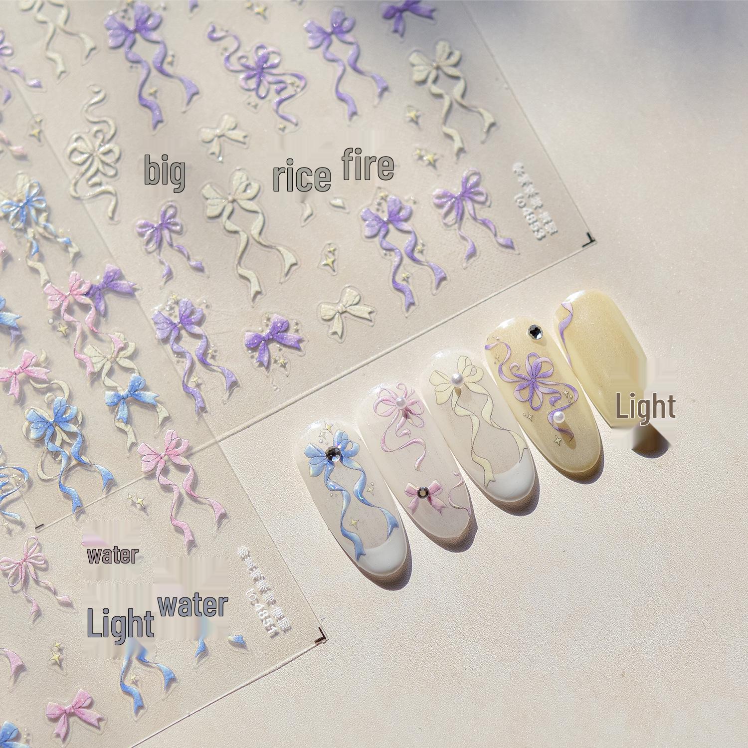 

Tomoni Durable and Stylish Kids Nail Stickers: Flowing Bow Design, Mixed Nail Art