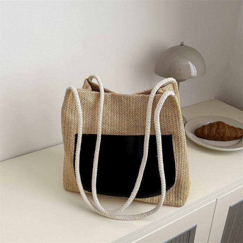 

Новая летняя контрастная сумка для женщин, маленькая свежая сумка через плечо, сумка-ведро в стиле ретро Niche