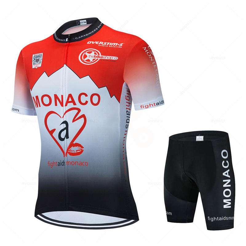 2025 Monaco Cycling Team Nueva Ropa de Ciclismo Ropa Deportiva para Bicicleta Ropa Ciclismo Hombre Verano BIcicleta Camisetas Maillot Culotte Ropa