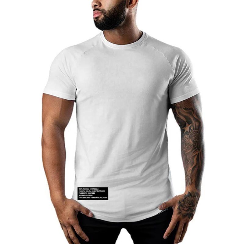 

Muscleguys Gym Bodybuilding Muscle Sport Jogging Shirts Summer Cotton Breathable Short Sleeve Clothing Mens Casual Fitness Workout T-shirts XXL білий