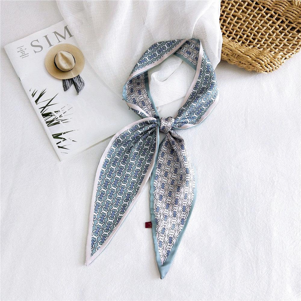 

Новый однотонный шарф для женщин на весну и осень, универсальный ремешок на запястье, повязка на голову, модное украшение, защита шеи для студентов, небольшой шарф 5*120cm