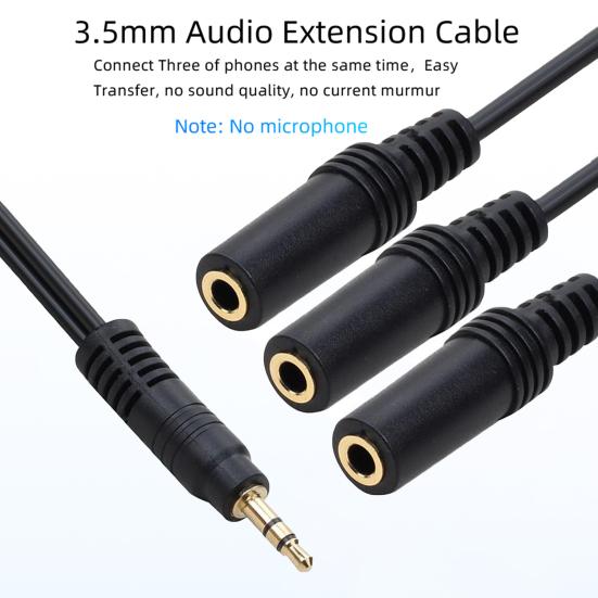 Cavo di Estensione Audio Universale 1 a 3 Vie in PVC da 3,5 mm, Adattatore Splitter Audio 1 Maschio a 3 Femmine per Cuffie
