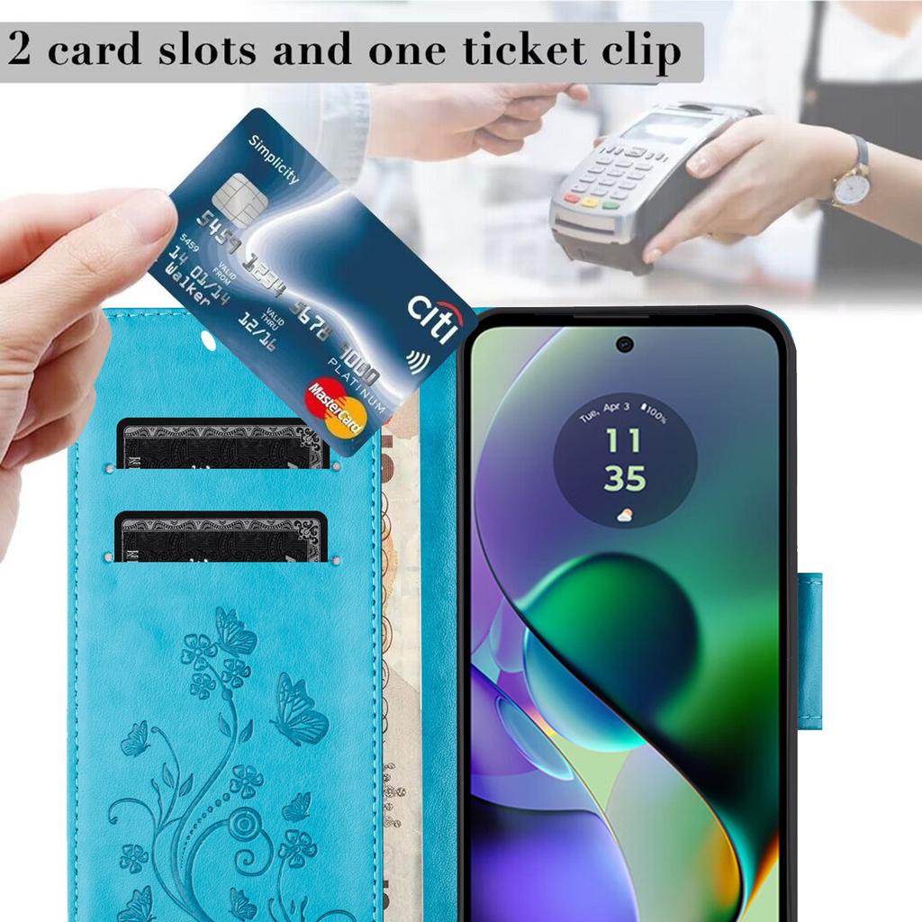 For Motorola Moto G35 5G Case Imprinted Mini Butterfly Leather Wallet Phone Cover