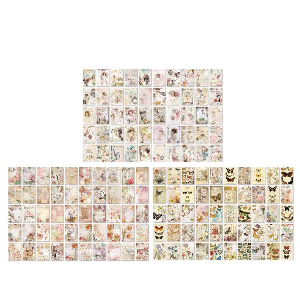 100 Sheets Vintage Scrapbook Paper Decorative Aesthetic Journaling Background Paper for DIY Planner