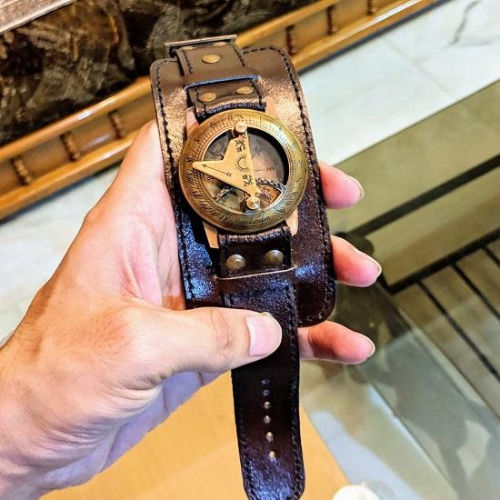 Bracelet for Men , Christmas Gift, Wrist Compass Engraved, Sundial, Gift for Men
