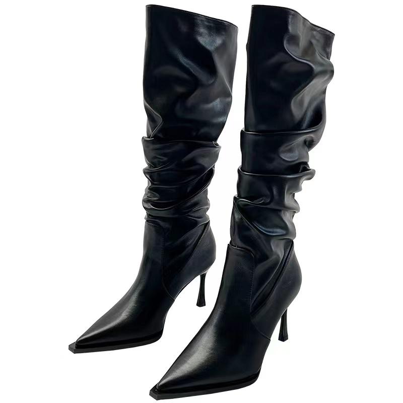New Style Luxury Sexy Winter Women High Boots Pointed Toe Stiletto Heels Long Boots Ladies Elegant Knee High Boots Shoes