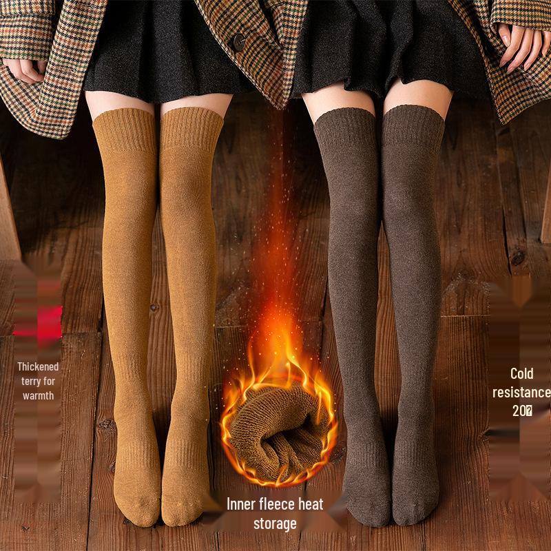 Women's Over-the-Knee Velvet Terry Dance Socks - Thick, Warm, Tall Tubes for Autumn/Winter