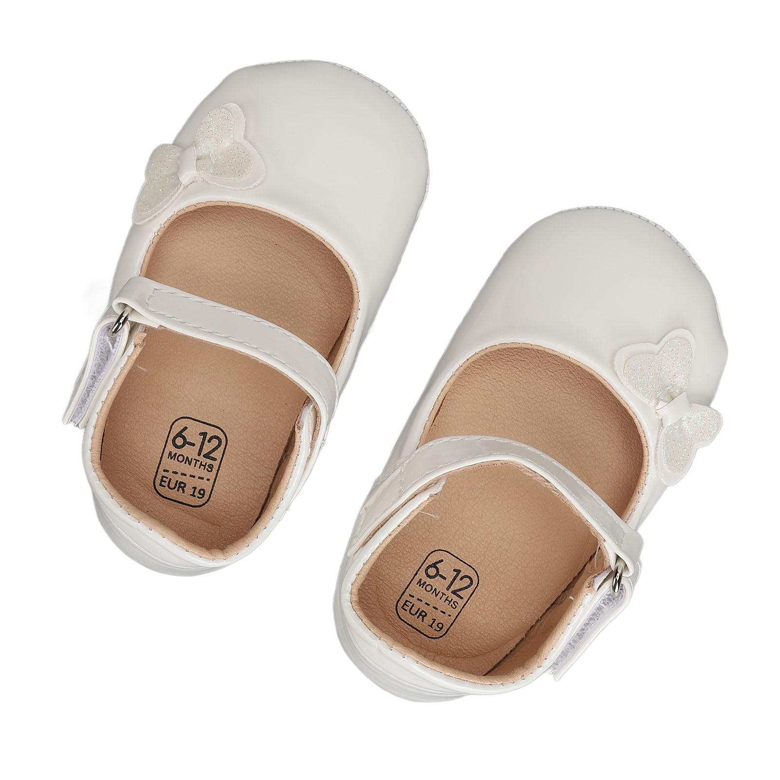 Baby Shoes Artificial PU Bow Decoration Plain Elegant Princess Shoes for 6 to 12 Month Infants Newborns