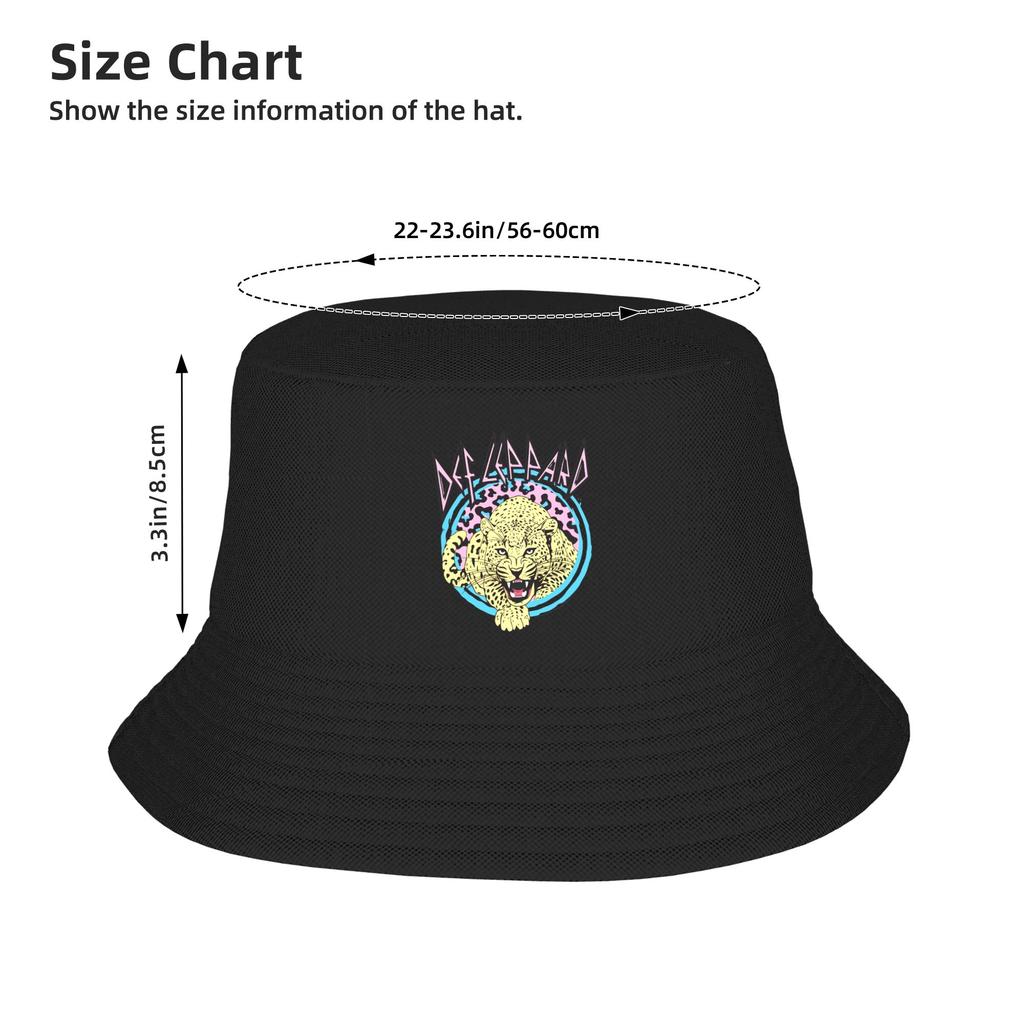 Men Women 1980S Def Leppard Bucket Hat  Personality Fisherman Hats Spring Casual Vacation Caps Outdoor Graphic Sun Hat