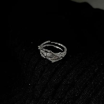 Branch Texture French Opening Personality Irregular Index Finger Ring Niche Design Cold Wind Ring Female