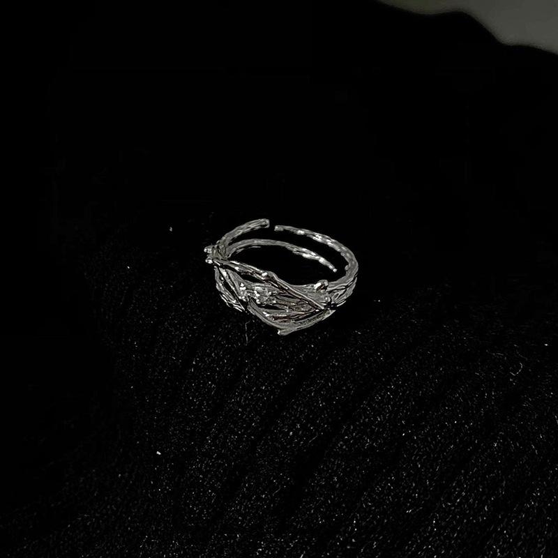 Branch Texture French Opening Personality Irregular Index Finger Ring Niche Design Cold Wind Ring Female