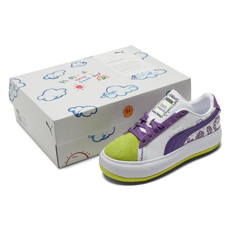 Puma Flabjacks X  Suede Mayu Garden Of Rest Leather Platform Low-Top Sneakers Women Sneakers Gold Gray 388594-01