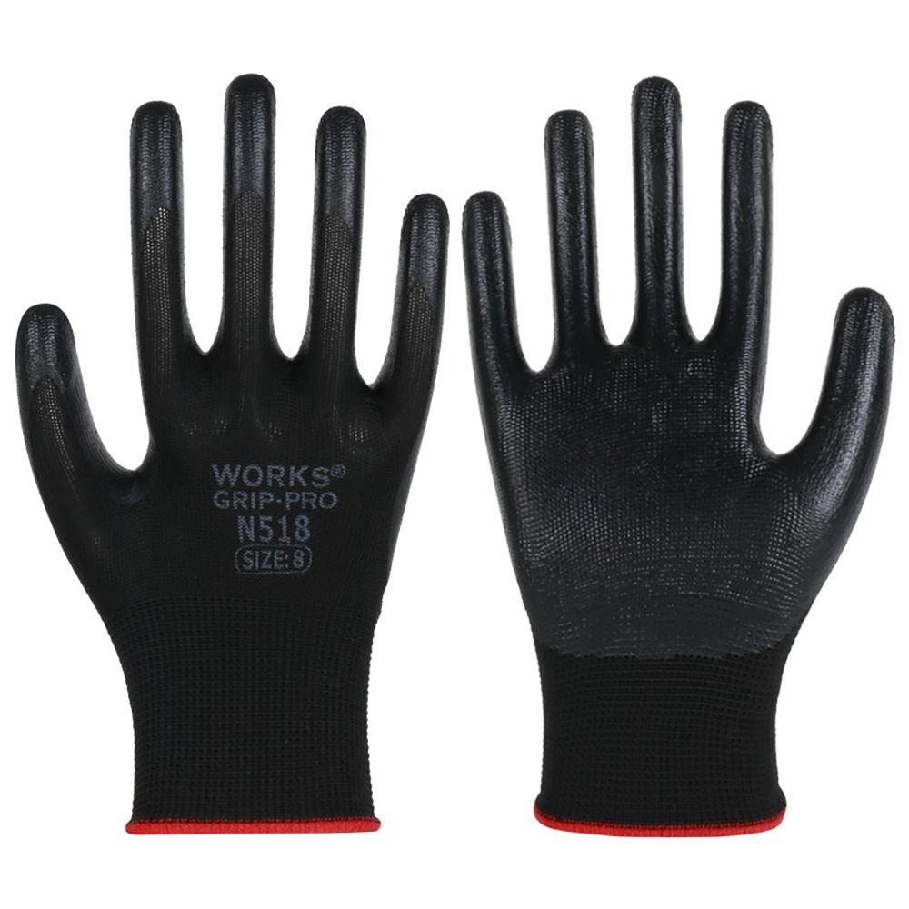 

Nitrile Nitrile Gloves Nylon Safety Gloves Breathable Work Gloves Construction Black