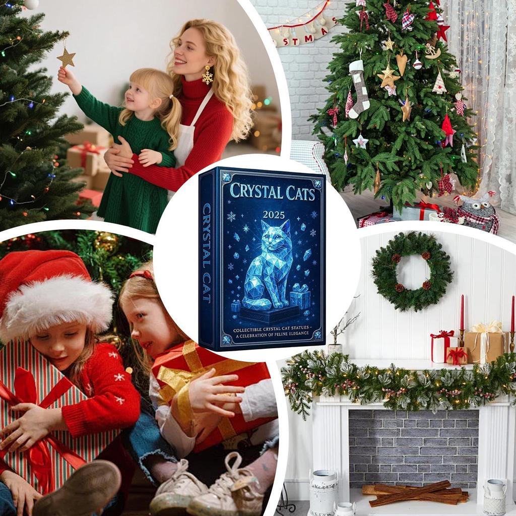 2D Cute Cat Advent Calendar 24 Days Christmas Countdown Calendar Acrylic Hanging Ornament for Xmas Tree Home Car Mirror Decor