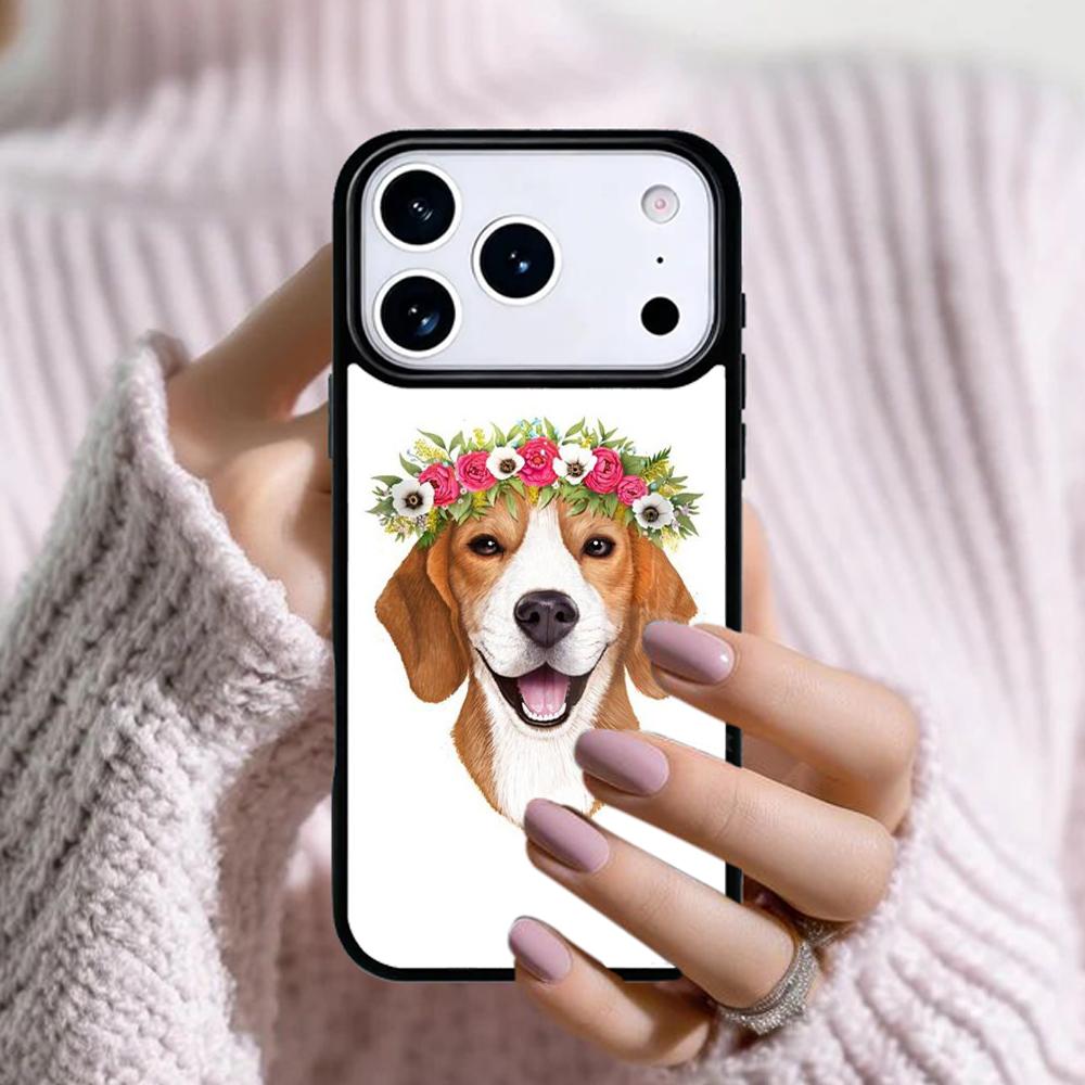 Beagle Floral Dog Phone Case For Apple iPhone 17 Air 16E 15 14 Plus 13 12 11 Pro Max Mini Funda Cover