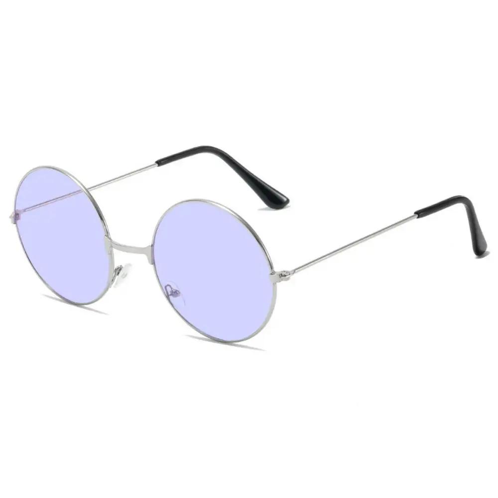 Retro Küçük Yuvarlak Hippi Güneş Gözlüğü Moda Daire Metal Çerçeve güneş gözlüğü Disko Parti Şeker Renkli Lens Gözlük Kadın Erkek