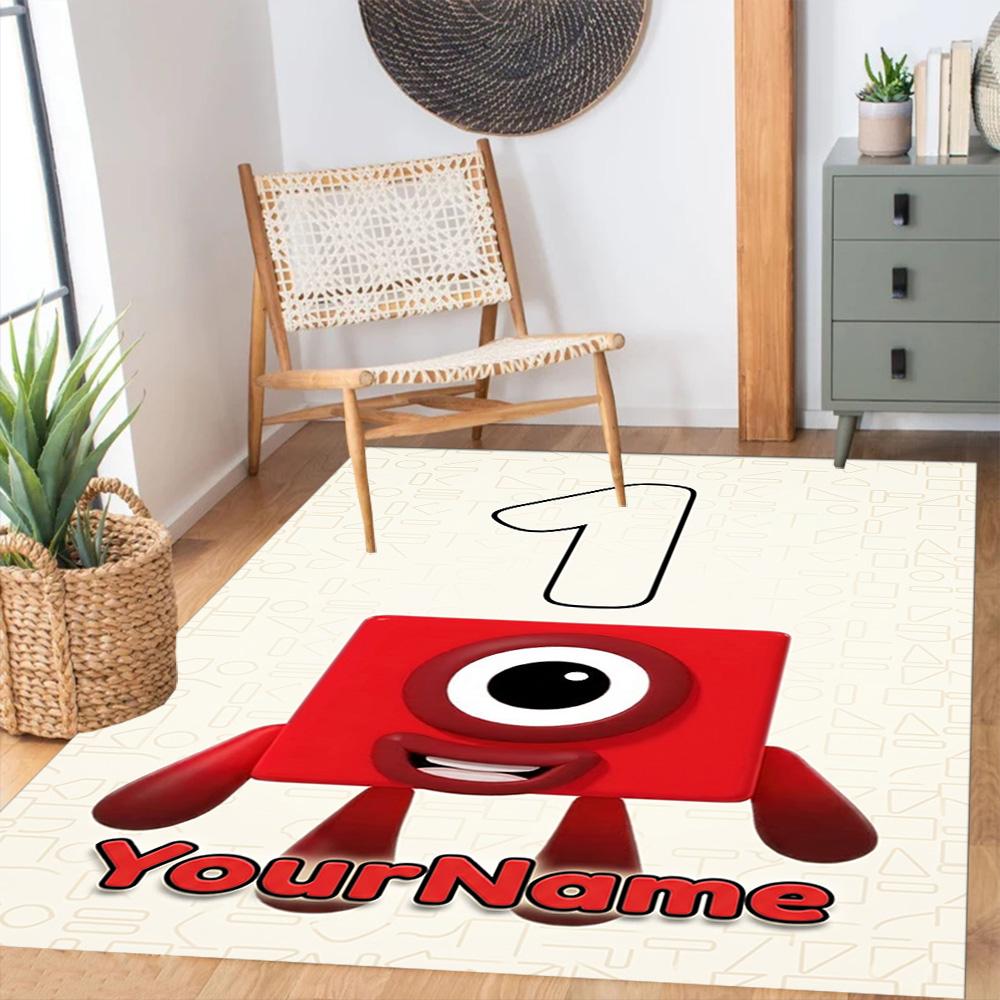 Numberblocks Customized Name Carpet Suitable for Study room Entryway Dormitory Bedrooms Antislip Carpet Anime Office Decor Best for Christmas