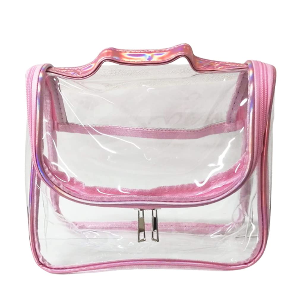 

[Suitcase Company] Clear Pouch, Large Capacity, Transparent PVC Vinyl Cosmetic Pouch with Handle, See-Through Design for Travel, Pool, Gym, Hot