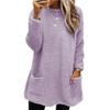 Fashion Women's Long-sleeved Pocket Plush Sweater T-shirt Top
