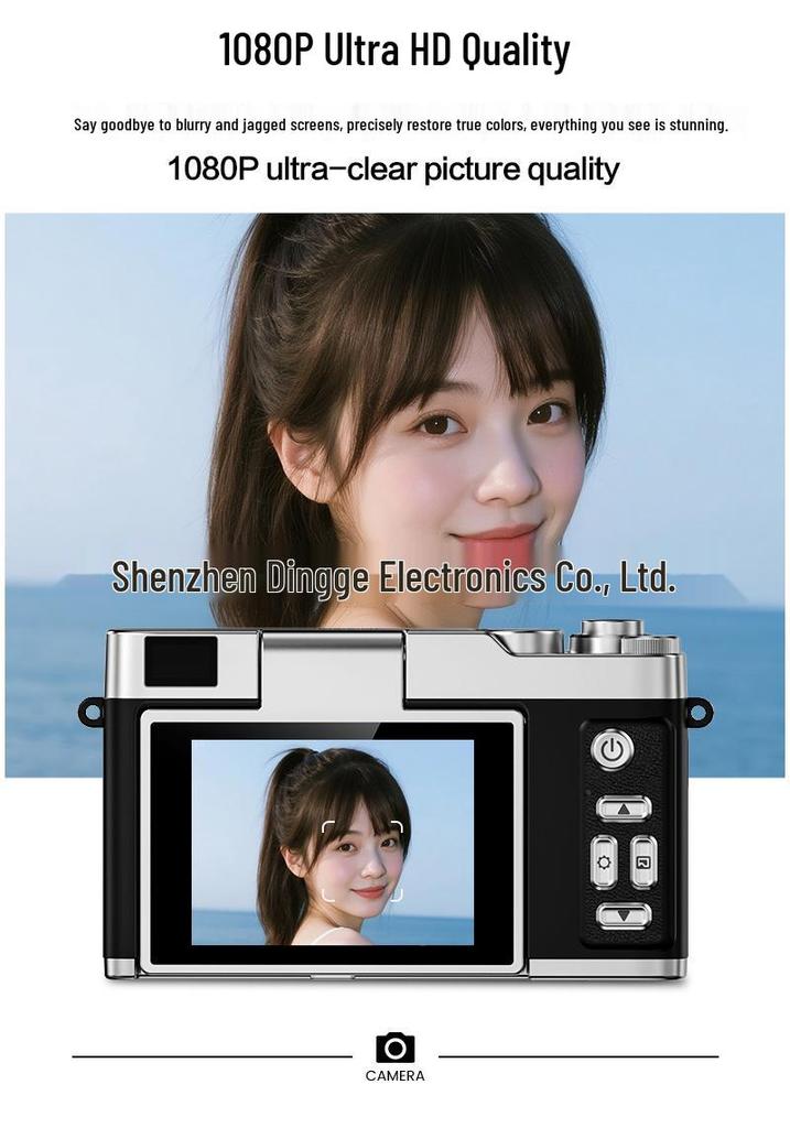 4K HD Flip Screen Digital Camera with 16x Zoom - Retro Design, Student Entry-Level CCD Camera