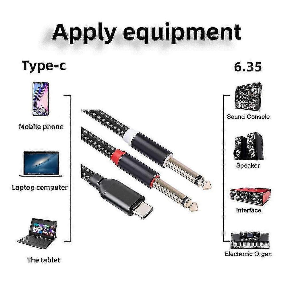 Usb C To Dual 6.35mm Audio Stereo Cable Type C To Dual 6.35mm Audio Cord For Smartphone Multimedia
