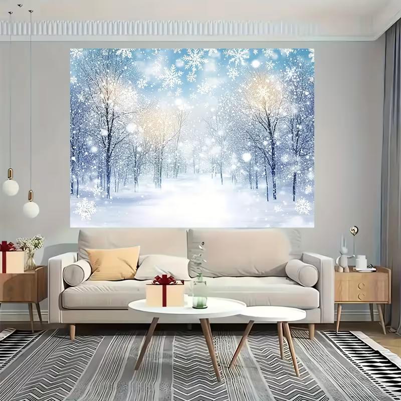 2D Winter Wonderland Snowy Forest Backdrop Banner