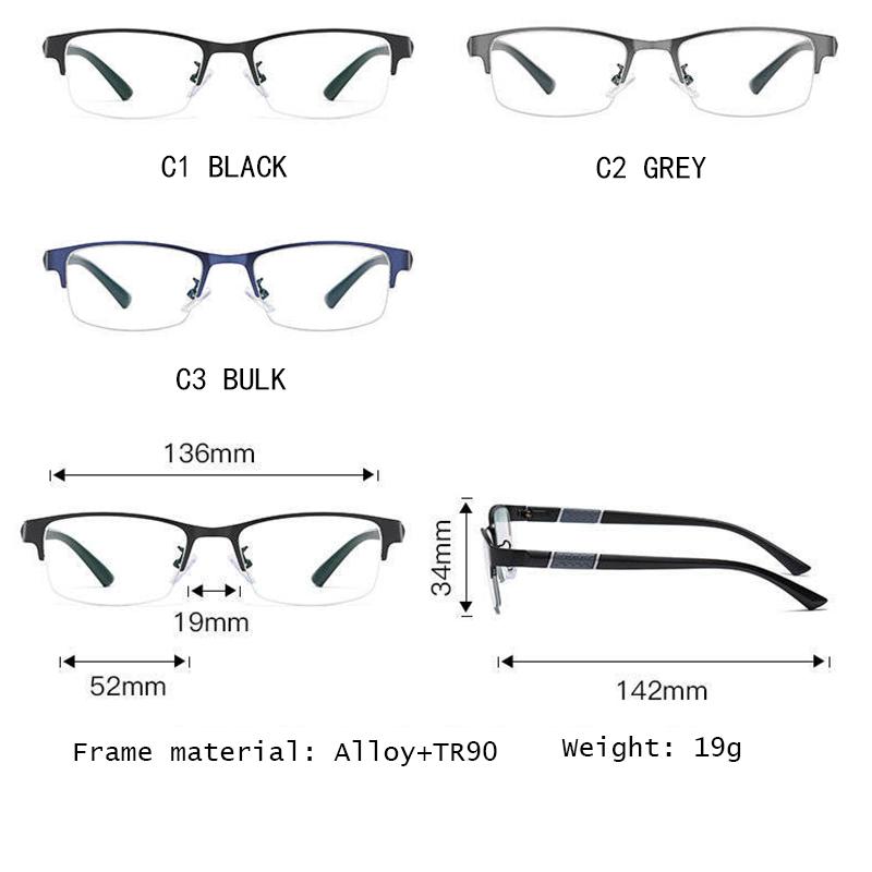 Reading Glasses Men Women High Quality Half-frame Diopter Glasses Business Male Presbyopic Eyeglasses +1.0 1.5 2.0 2.5 3.0 3.5 4
