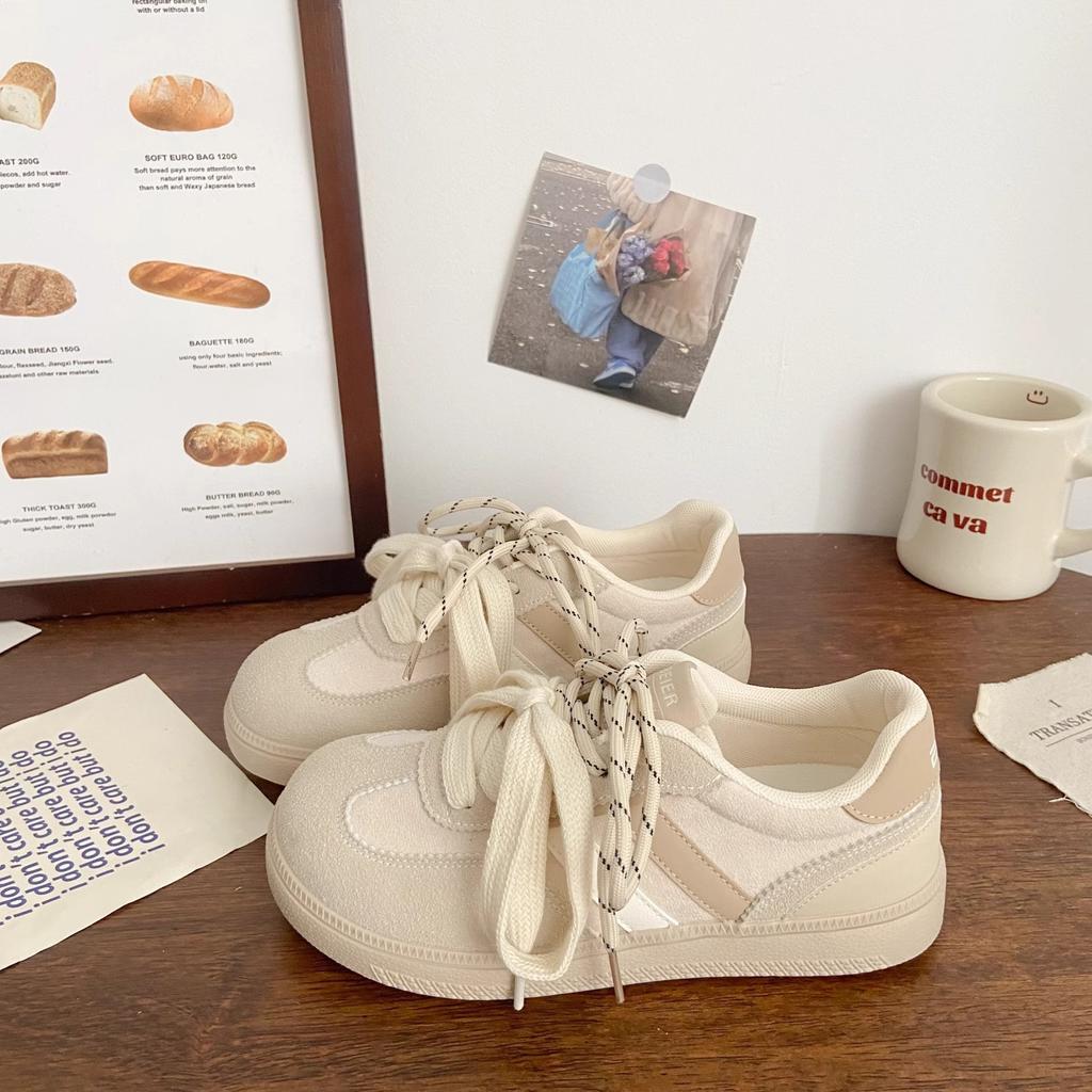Dexun board shoes women's round head autumn new chic niche Korean version bread shoes student sports ugly cute little white shoes