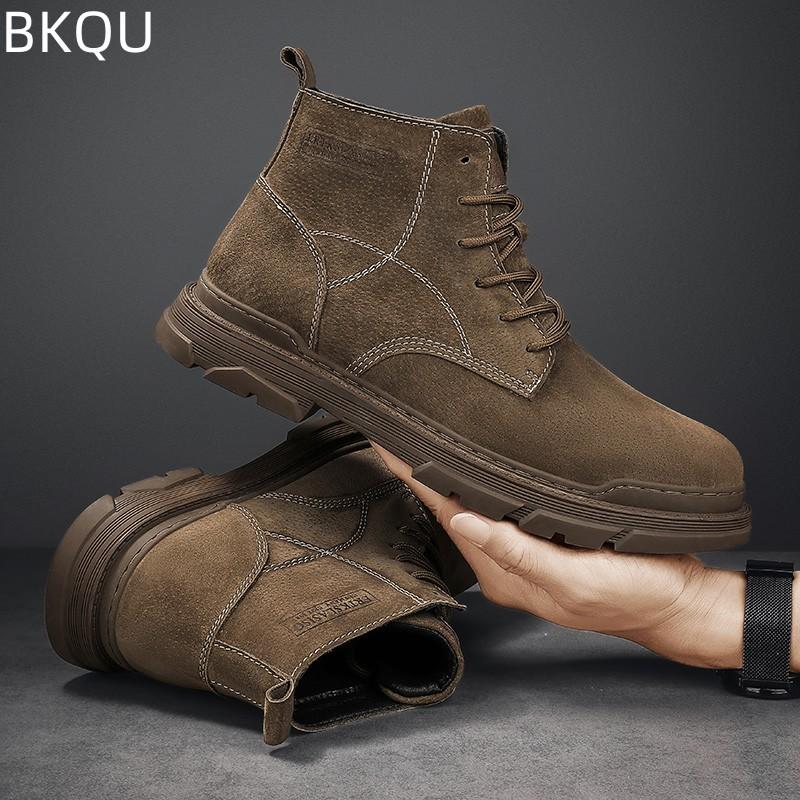 

тренд Мужские модные высокие ботинки Нескользящие Большие размеры Нескользящие Толстая подошва Повседневная обувь для активного отдыха Износостойкие Удобная обувь Мода