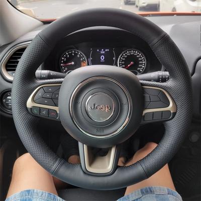 Hand-stitched Non-slip Black   Leather Car Steering Wheel Cover For Jeep Compass Renegade Fiat Toro Tipo Parts