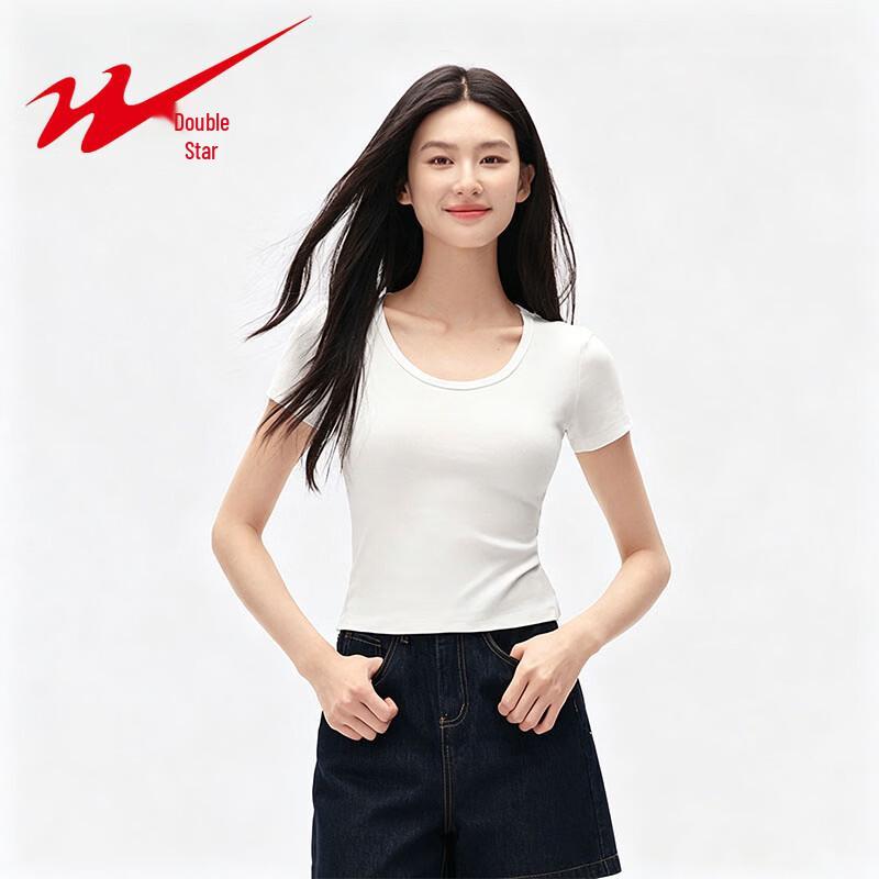 Shuangxing Women s U-Neck Slim Fit Short Sleeve T-Shirt L