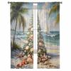 Christmas Beach Christmas Tree Shell Sailing Palm Tree Sheer Curtains Gauze Curtain for Living Room Bedroom Voile Yarn Curtains